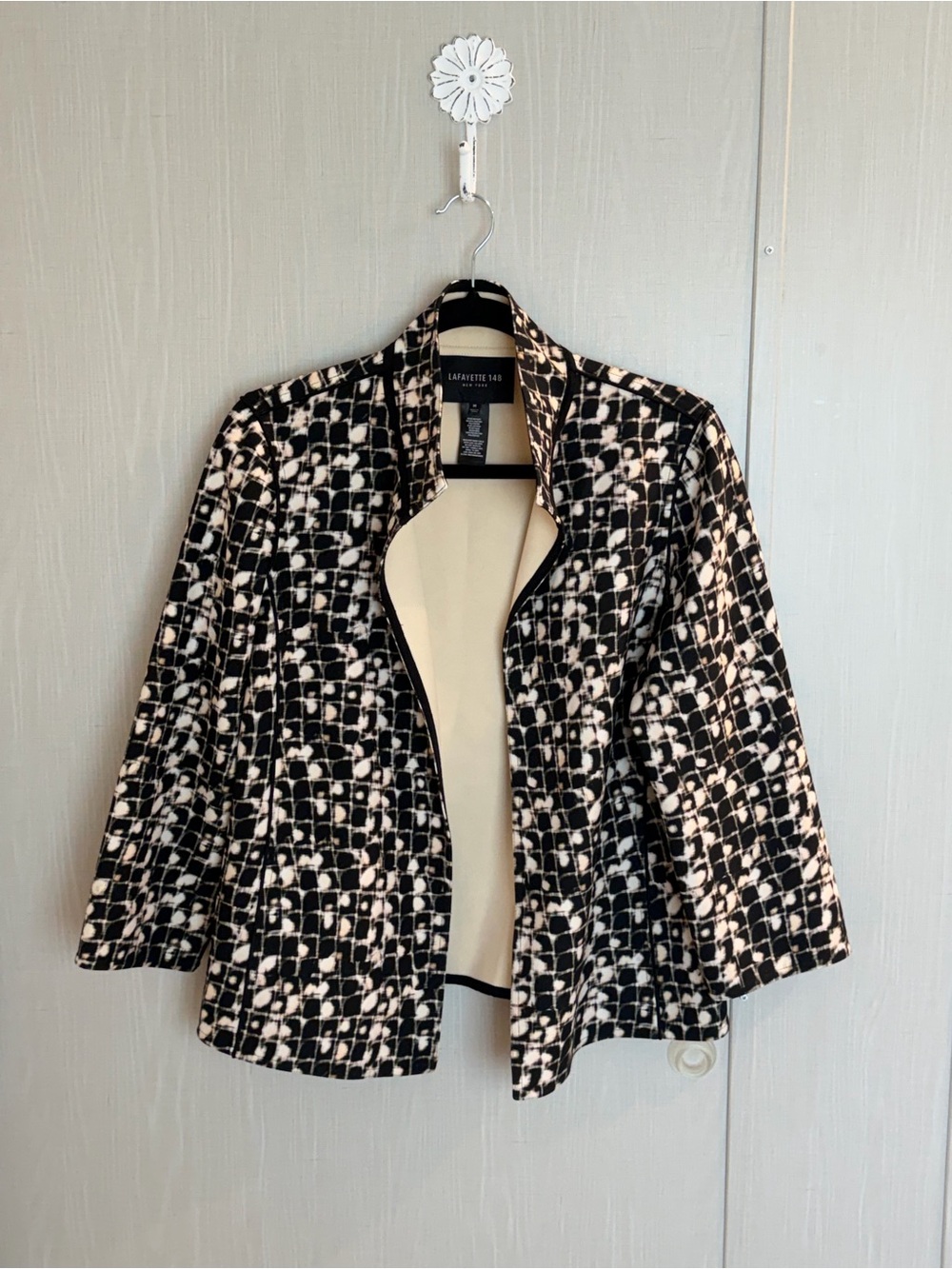 Lafayette 148 New York Geometric Jacquard Topper Jacket Medium Career Wear